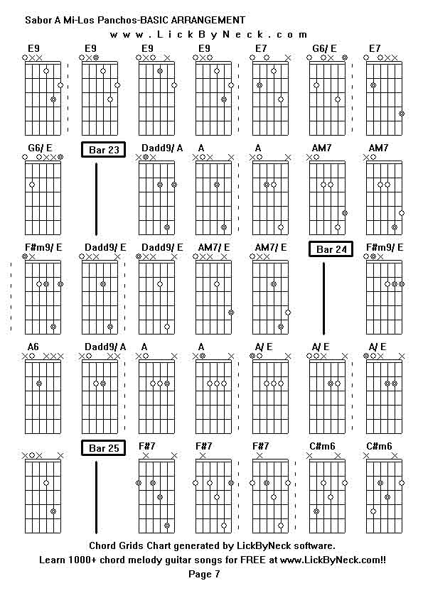 Chord Grids Chart of chord melody fingerstyle guitar song-Sabor A Mi-Los Panchos-BASIC ARRANGEMENT,generated by LickByNeck software.